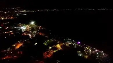 Burhaniye'nin Büyülü Gece Görüntüleri Dronla Kaydedildi